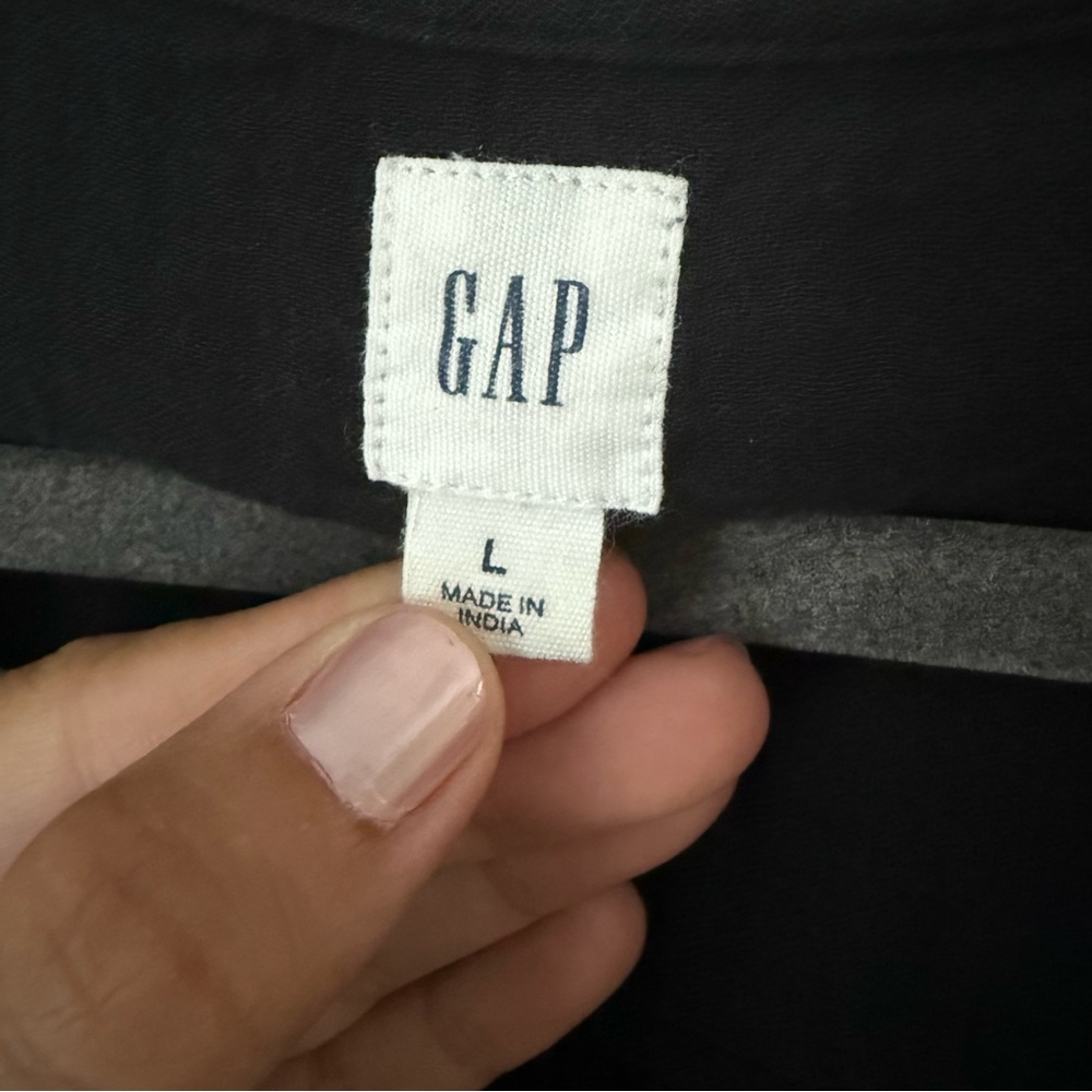 Gap Black Gauze Cotton Minimalist Basic Classic Casual Blouse Top Large - Picture 5 of 6